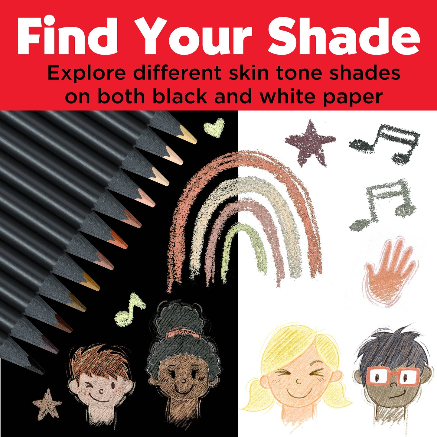 Faber-Castell / Creativity for Kids - Super Soft Black Edition Color Pencils: 12 Ct Skin Tones