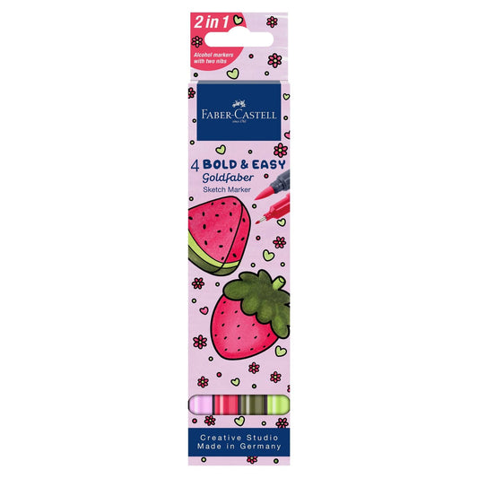 Faber-Castell / Creativity for Kids - Goldfaber Sketch Markers, Bold & Easy Fruit 4 Ct Wallet