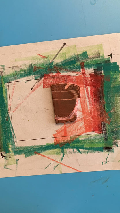 March 9 Simple Shapes Reduction Linocut Print